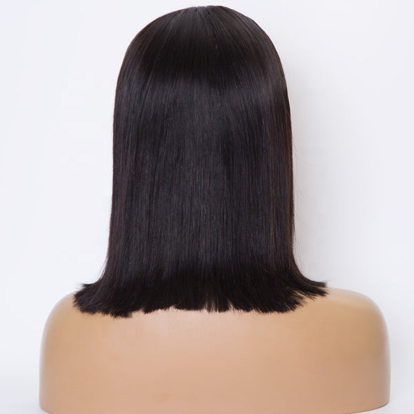 5 x 5 closure wig HD lace front wig bob hair natural black color human hair wig