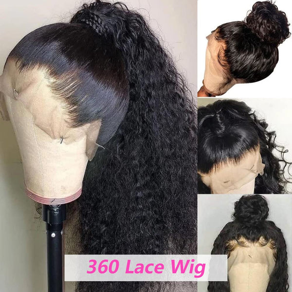 360 Lace Front Wigs Human Hair, Deep Wave 360 Full Lace Frontal Wigs Human Hair Pre Plucked with Baby Hair HD Transparent Lace W