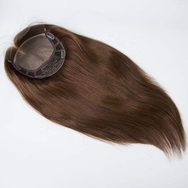 mono with weft topper high quality human hair topper brown color topper