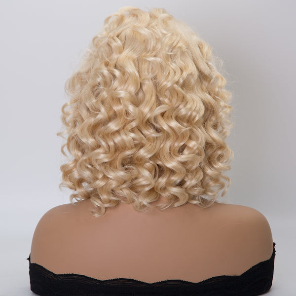 Curly hair short wig for summer lace front wig single knots hd lace wig