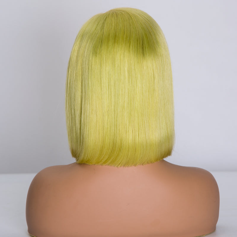 Premier Pre Plucked Hairline 13x4 150% Density Short Yellow Brazilian Human Hair Colored Bob Lace Front Wigs