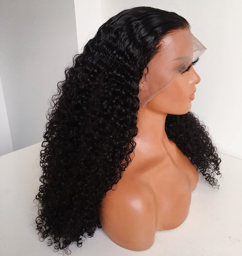 wholesale virgin human hair wig 3B Curly Human Hair 360 lace frontal wig For Black Women