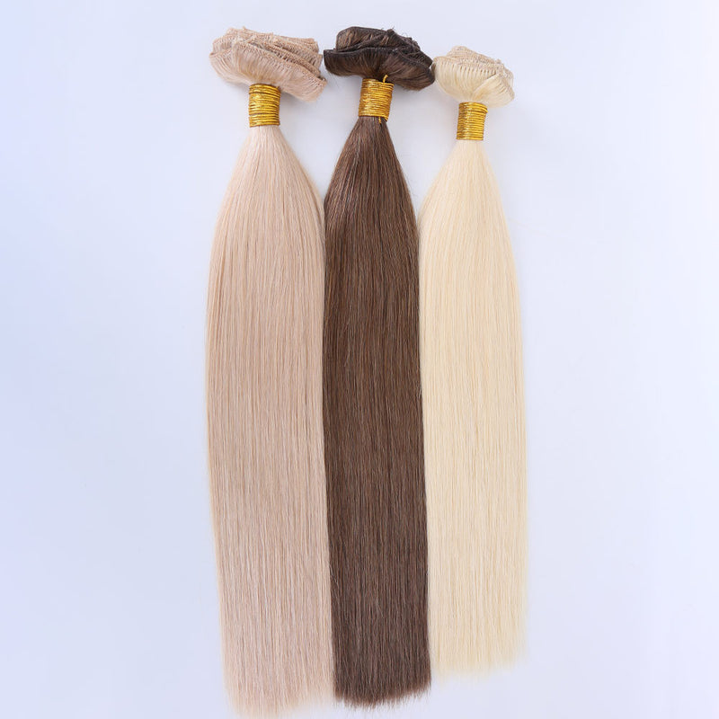 Clip in hair extension double drawn grade cuticle aligned virgin human hair