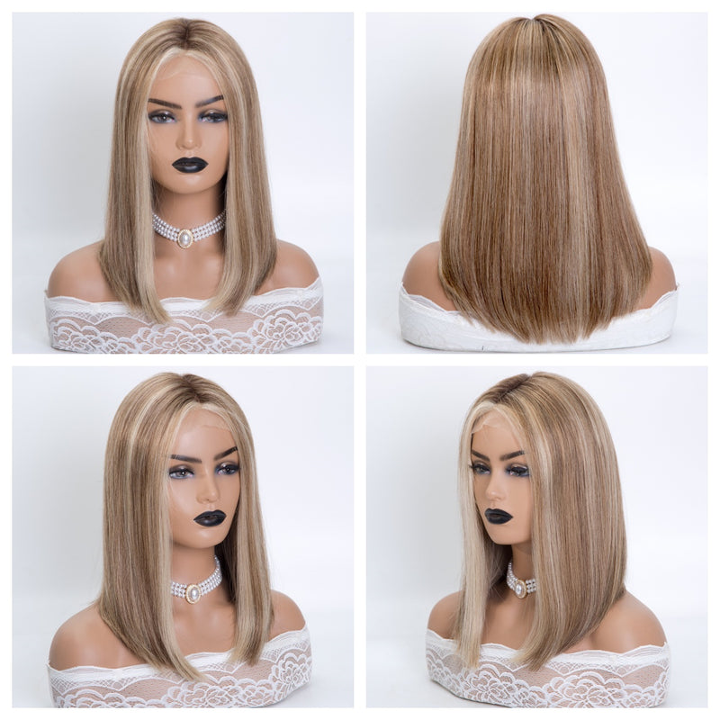 Selena balayage color mono top lace front fully hand tied wigs european remy human hair wigs for women medical wigs