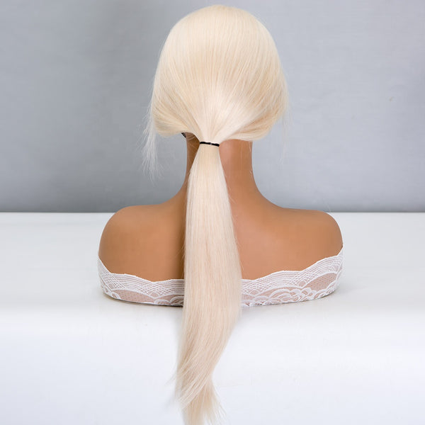 Ponytail new swiss hd lace front wig single knots white blonde color wig European human hair wigs