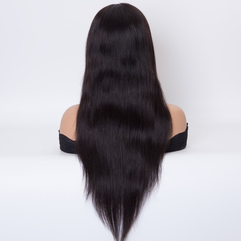 HD lace front wig natural black color straight hair cuticle aligned hair wig