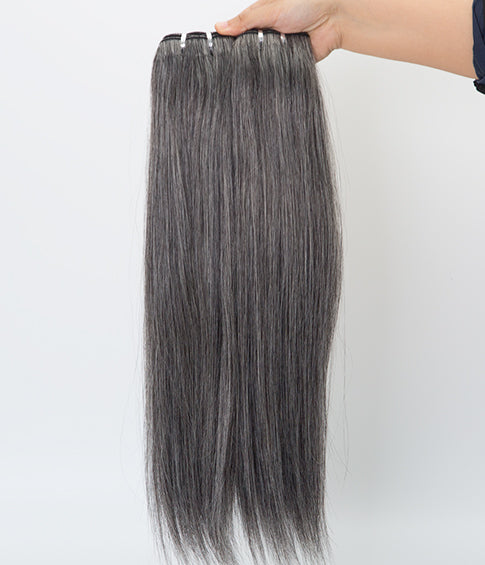 Human hair bundle ash grey hair extension double drawn cuticle aigned hair