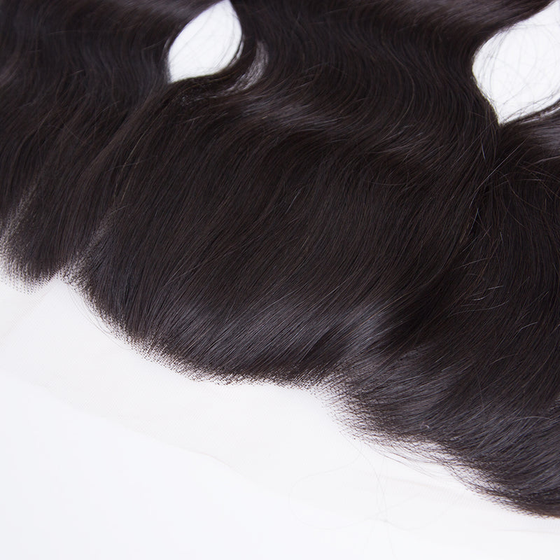 13x4 body Wave Virgin European human Hair Natural black color HD Lace Frontal