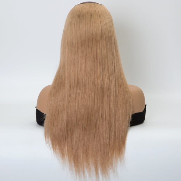 PR9 Light brown color 16 inch 150% density straight texture machine weft U-part Hat wig