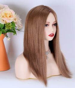 Balayage Color 16" Silk Straight European Cuticle Aligned Virgin Human Hair Silk Top Jewish Wigs