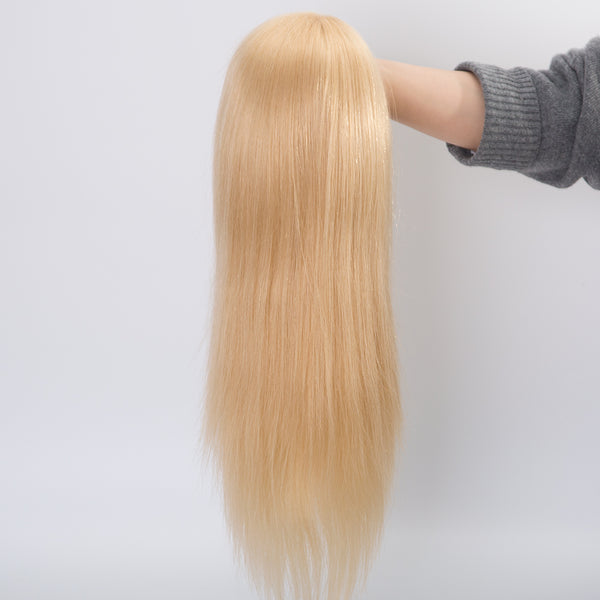 Customization blonde #27 color human hair medical wigs full hand tied with 5*5 inch silk top wig