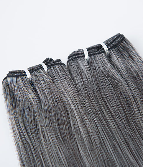 Human hair bundle ash grey hair extension double drawn cuticle aigned hair