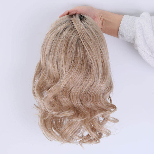 Premier hair mono top high quality 4x4 5x5 half hand tied machine weft wave human hair