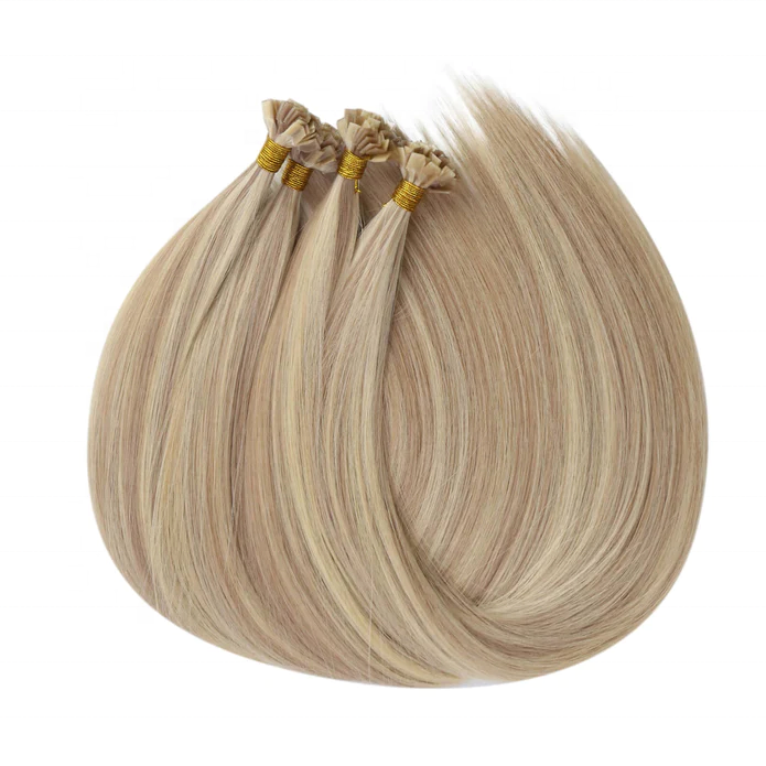 100 human hair U tip hair extension double drawn blonde color hair extension