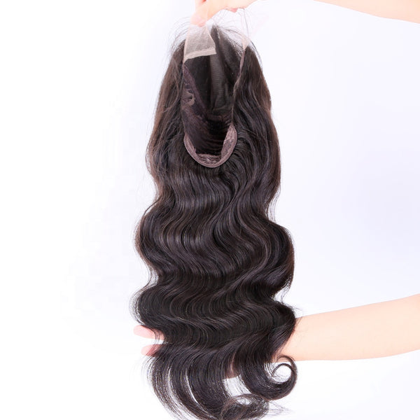 New 5 HD single knots lace front wig natural black color body wave raw hair wigs