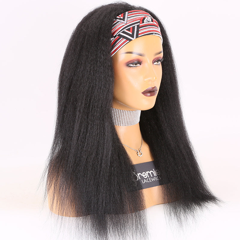 wholesale and cheap Virgin Cuticle Aligned Hair Head band Wig For Black Women natural color Headbands Wig Human Hair