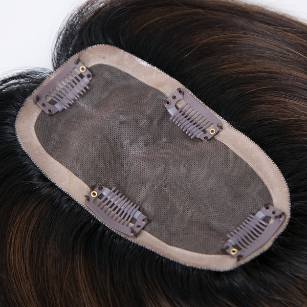 3X6 size mono topper pu around dark brown balayage color high quality human virgin hair topper