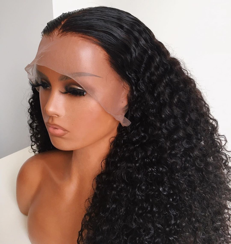 wholesale virgin human hair wig 3B Curly Human Hair 360 lace frontal wig For Black Women