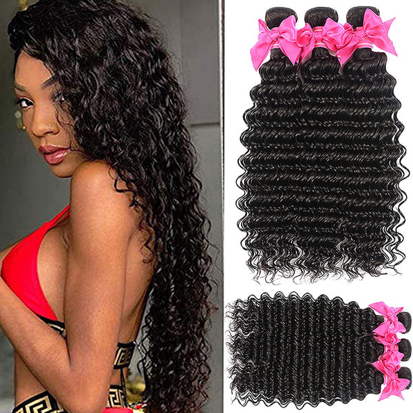 Natural Color Deep Wave 100% Unprocessed Virgin Brazilian Hair Spanish Curly Human Hair Extensions