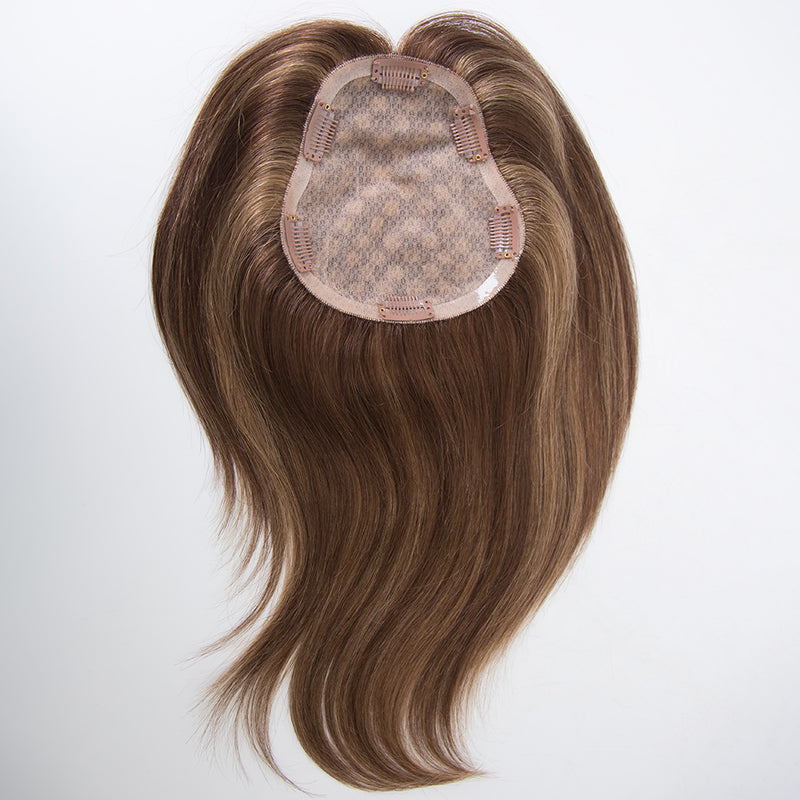 Brown balayage color thin silk base hair topper virgin european hair topper small wig