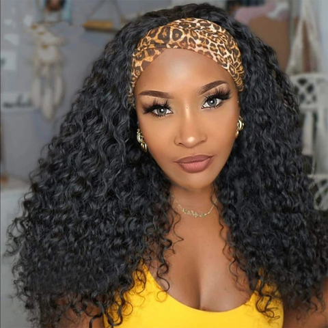 Deep Wave Headband Wig Glueless Headband Wig Human Hair Headband Wig Brazilian Full Machine