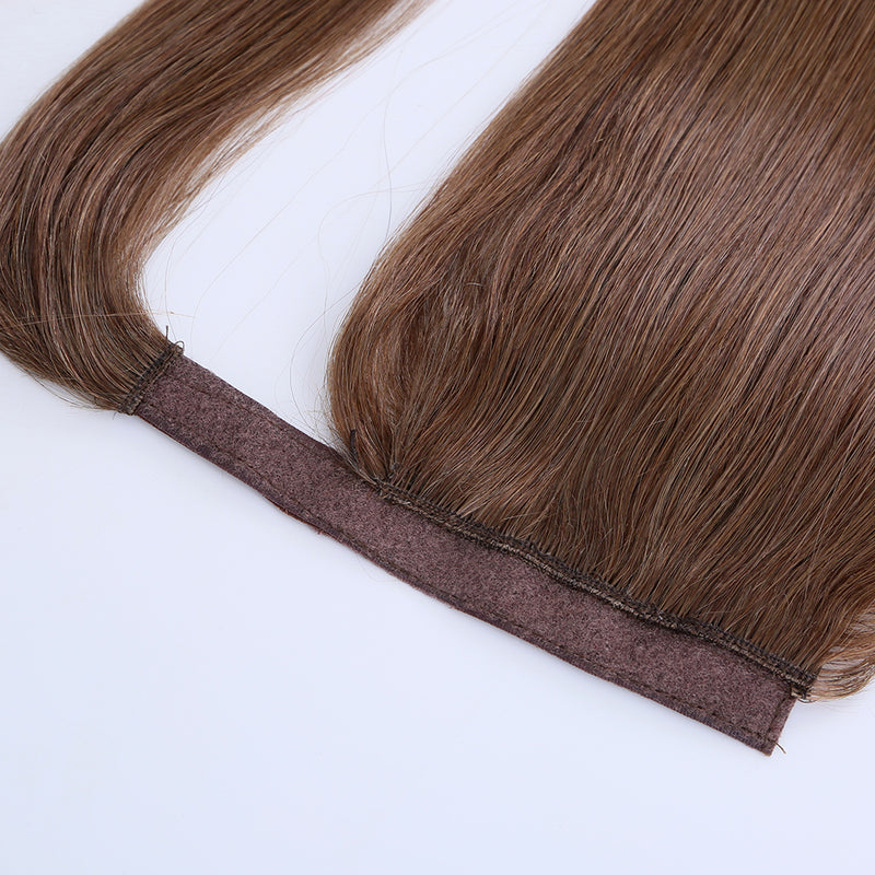 Ponytail hair extension straight human hair ponytail light brown color 100 grams