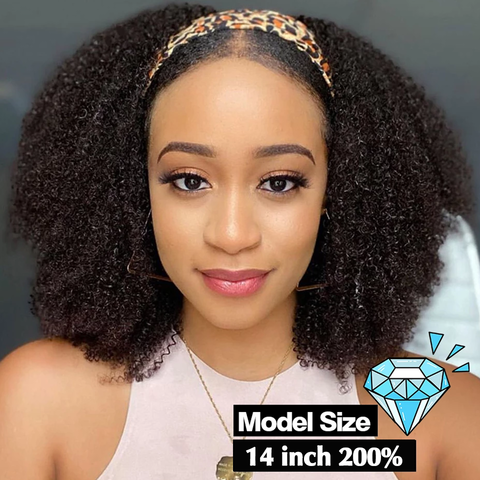 Wholesale 3c 4a Afro Kinky Curly Glueless Deep Wave Half Curly Headband Wig Human Hair Headband Wigs For Black Women