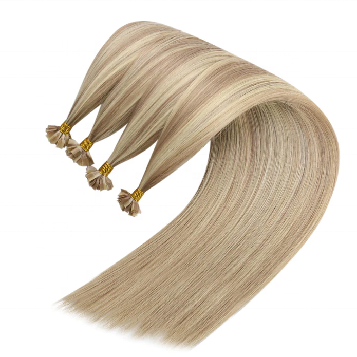 100 human hair U tip hair extension double drawn blonde color hair extension