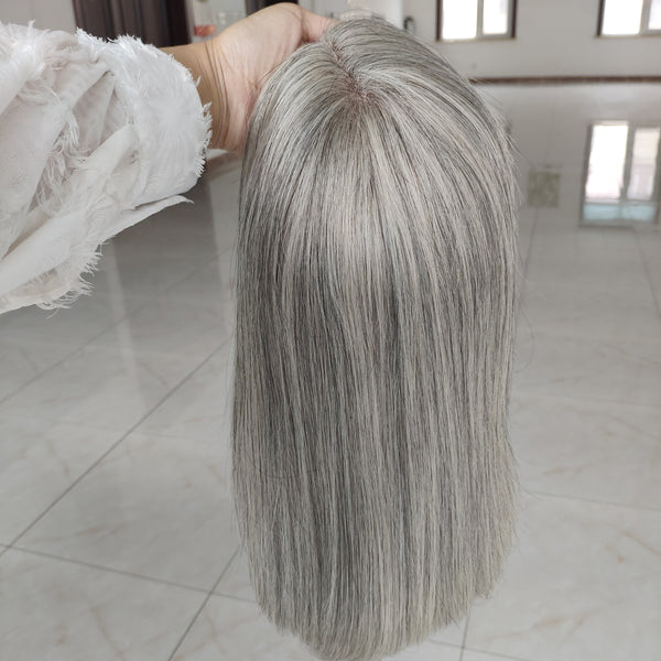 12 inch short bobo grey color wig lace front wig virgin balayage color hair