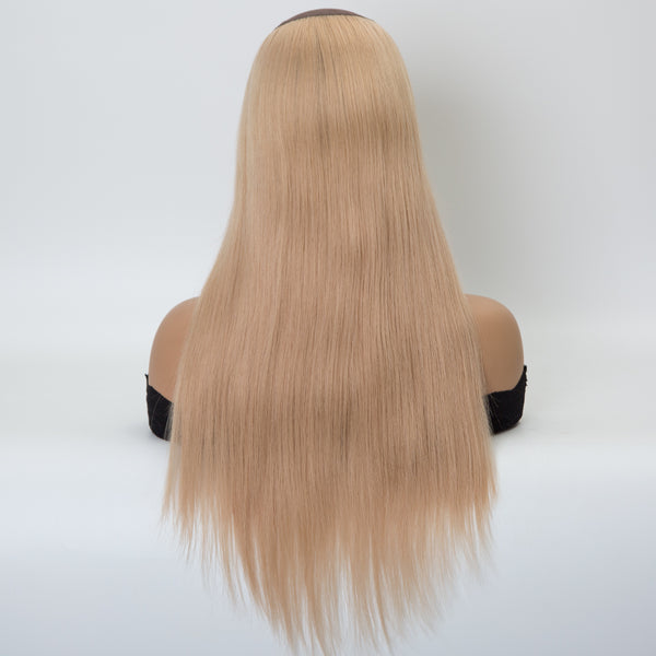 PR12 Brown blonde color 16 inch 150% density straight texture machine weft U-part Hat wig