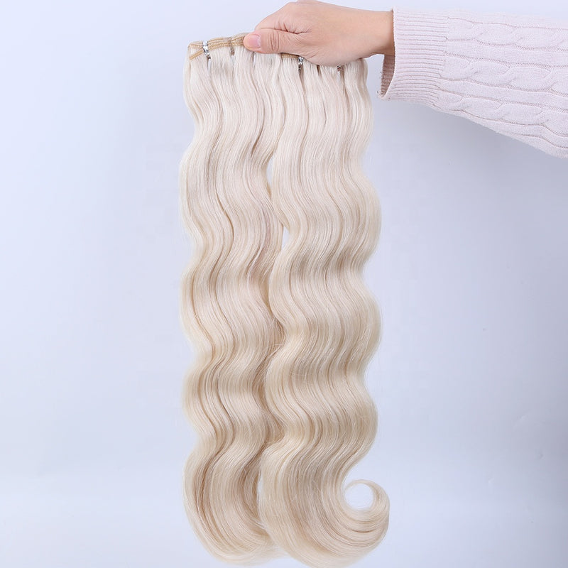 body wave virgin european remy hair extensions machine made weft bundles double drawn human hair