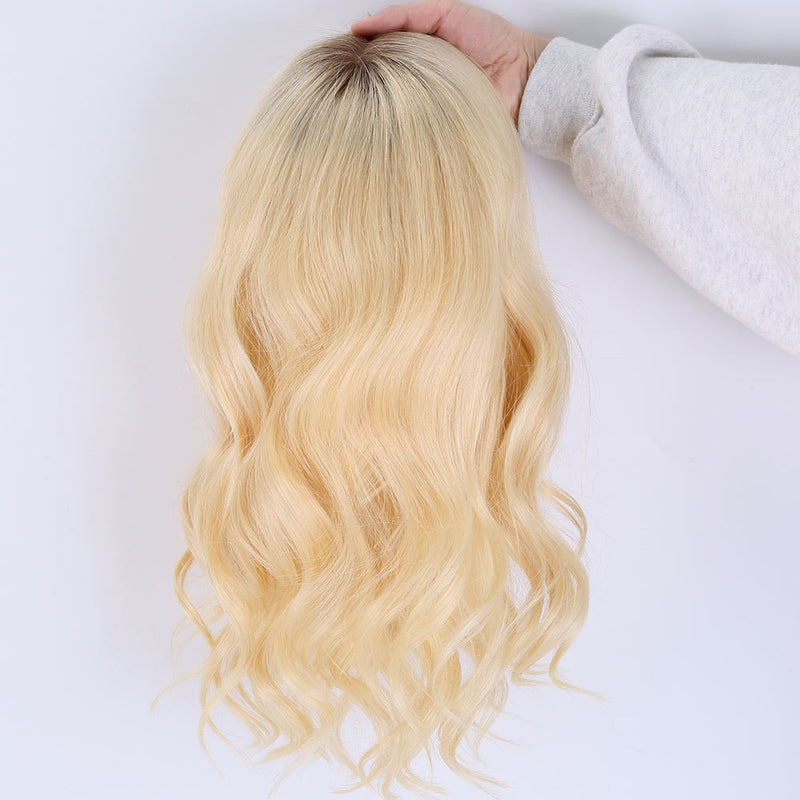 Ombre blonde color mono front lace wig in stock breathable wig for summer