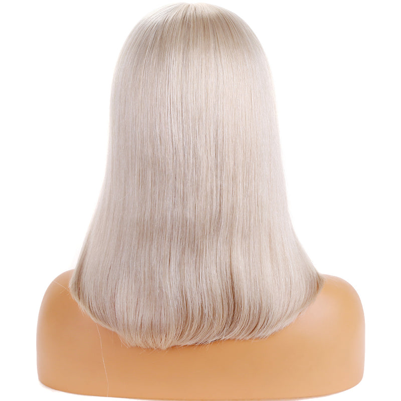 customize wigs virgin cambodian human hair wavy transparent HD film lace full lace wigs ice white blonde color silk top wig