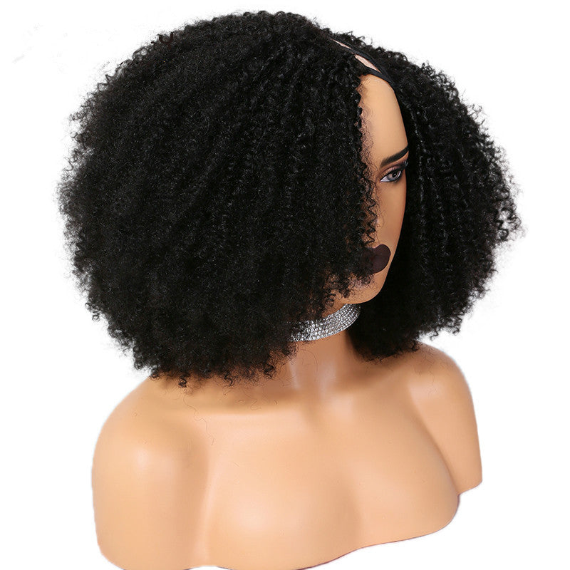 Brazilian Remy Human Hair Coily Afro Curly U Part Wig