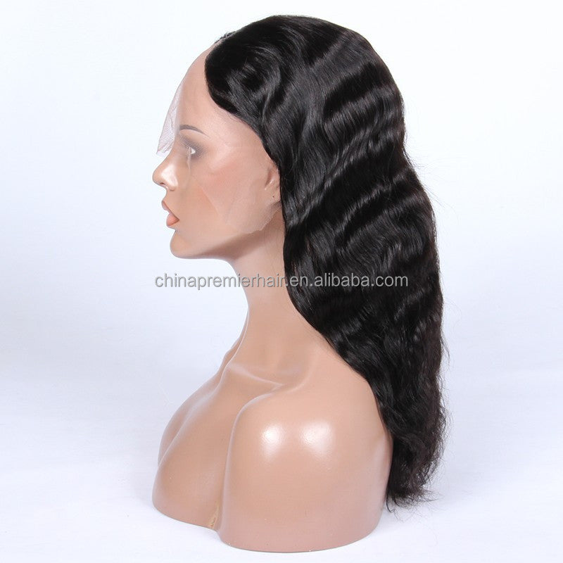 Natural wave brazilian virgin hair u part wig