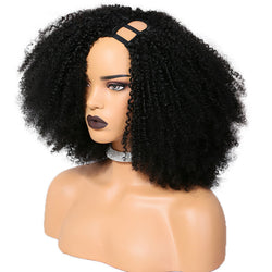 Brazilian Remy Human Hair Coily Afro Curly U Part Wig