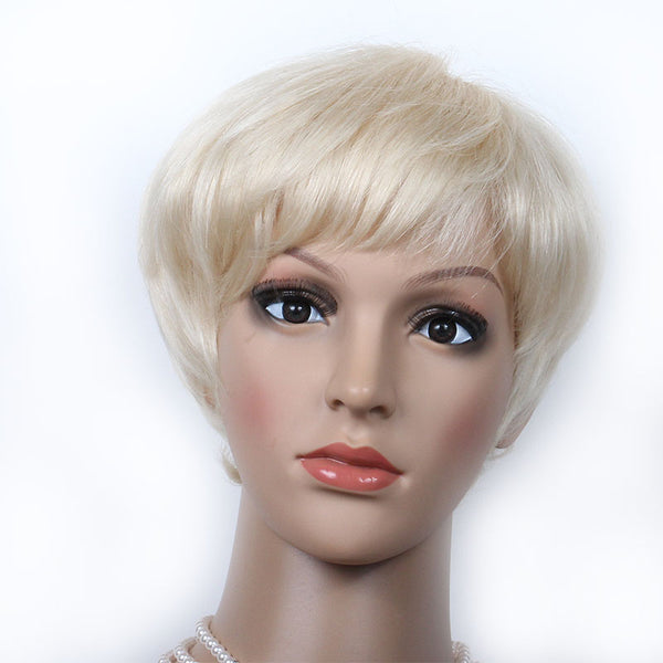 Top Quality Custom Transparent Lace White Blonde Short Pixie Cut Unprocessed Virgin Human Hair Lace front Wig