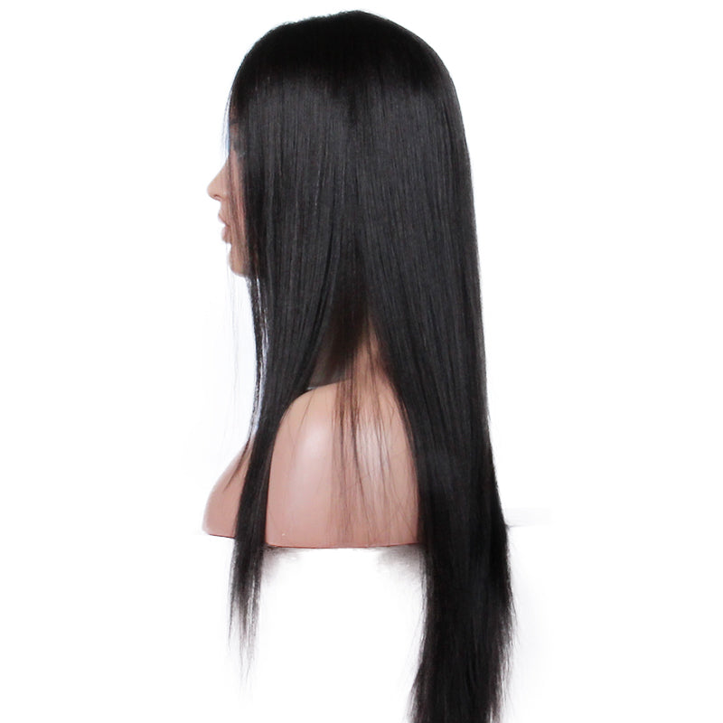 Premier Middle Part Indian Remy Long Black Straight Human Hair Wig For Black Men