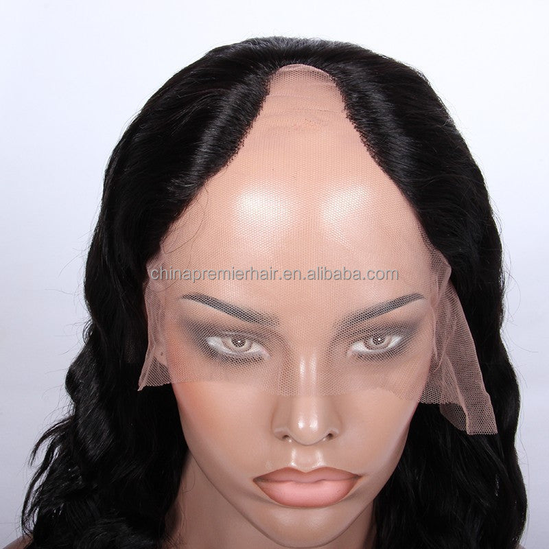 Natural wave brazilian virgin hair u part wig