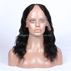 Natural wave brazilian virgin hair u part wig