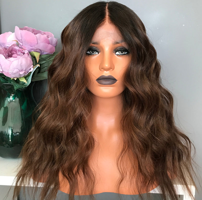 Custom Wig Ombre Brown Luxury Human Virgin Hair Full Lace Wig