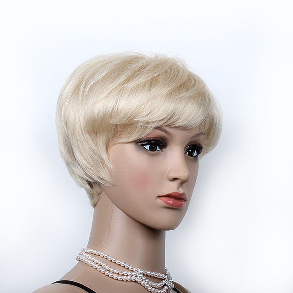 Top Quality Custom Transparent Lace White Blonde Short Pixie Cut Unprocessed Virgin Human Hair Lace front Wig