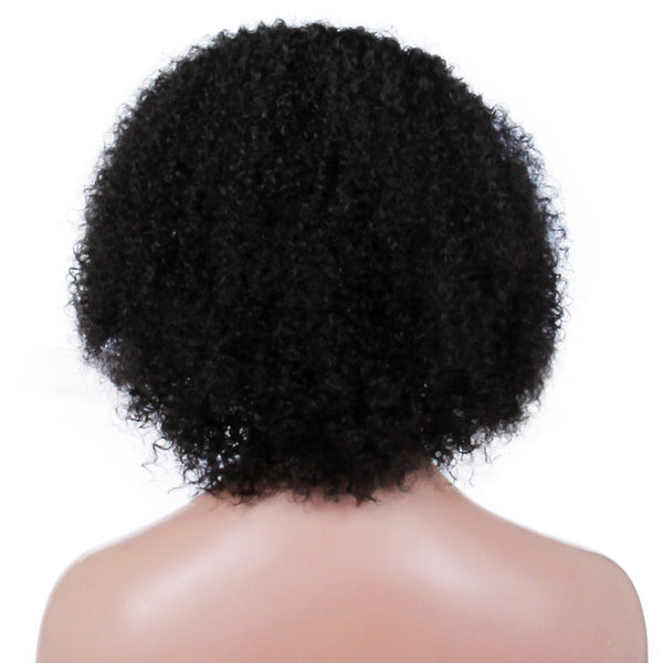 Premier Indian Remy Hair Side Part Natural Brown jerry curl afro style wig curly lace wig