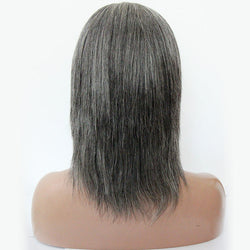 Premier virgin brazilian hair 100% density short hair length 8 inch grey human hair full lace wig