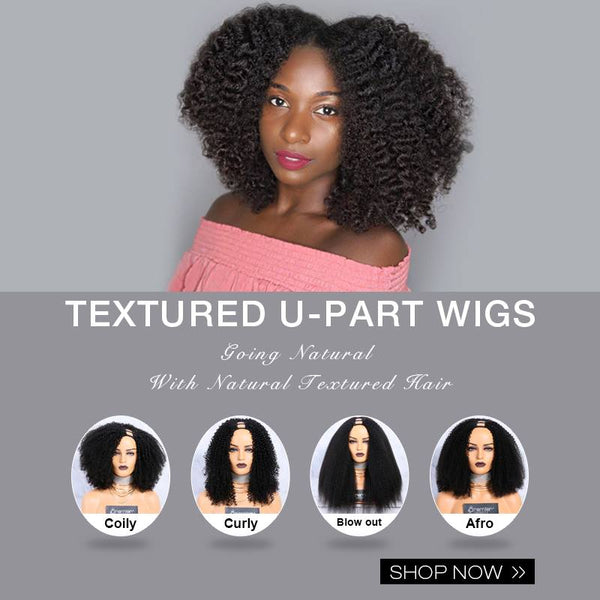 #SUPERSEPTEMBER SALES 30% DISCOUNT OFF Afro Kinky Curly Textured Indian Remy Human Hair U Part Wig