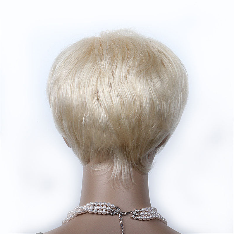 Top Quality Custom Transparent Lace White Blonde Short Pixie Cut Unprocessed Virgin Human Hair Lace front Wig