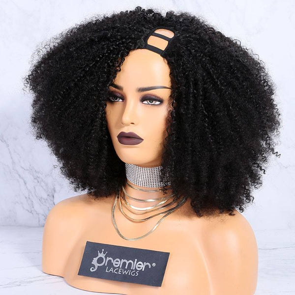 new products raw human indian/brazilian hair Kinky Curly U-Part Wigs