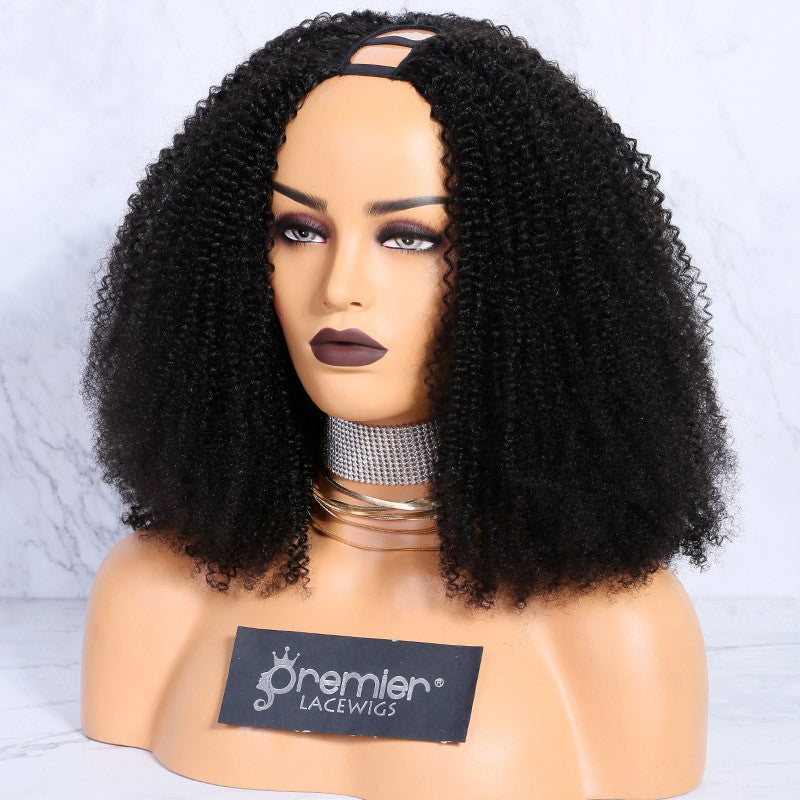 new arrival Textured U-Part Wigs Afro Kinky Curly ( For 3c and 4a textures) indian remy hair with cheap price