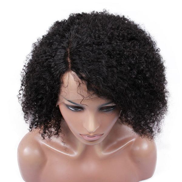 Premier Indian Remy Hair Side Part Natural Brown jerry curl afro style wig curly lace wig