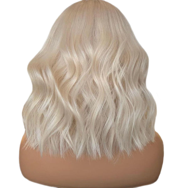 customize wigs virgin cambodian human hair wavy transparent HD film lace full lace wigs ice white blonde color silk top wig